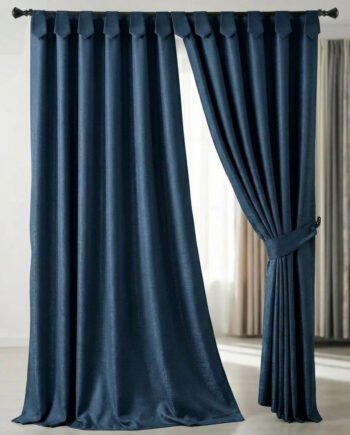 cortina azul oscuro jacquard