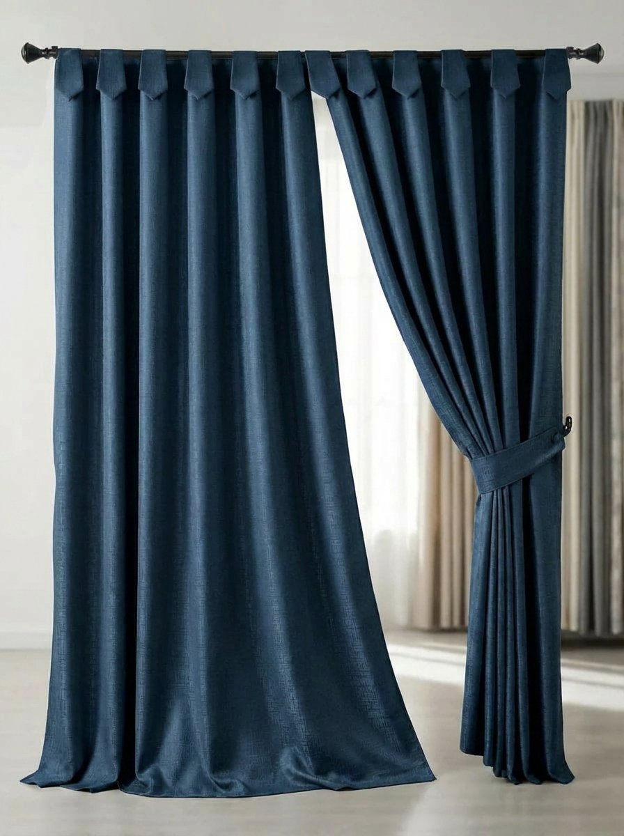 cortina azul oscuro jacquard