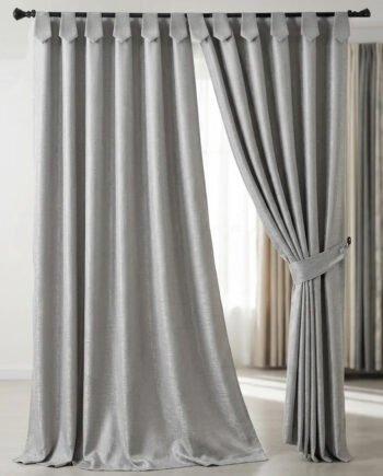cortina gris plata jacquard