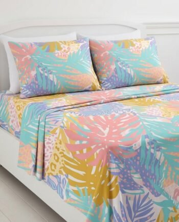 juego de sábanas estampado selva pastel