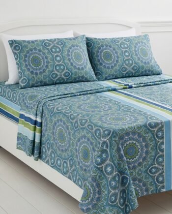 Juego de Sábanas Estampado Mandalas Azul