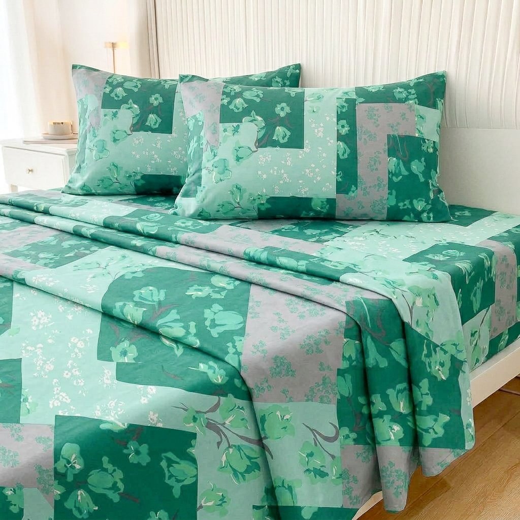 SSEST13 Juego de Sábanas Estampadas Verde