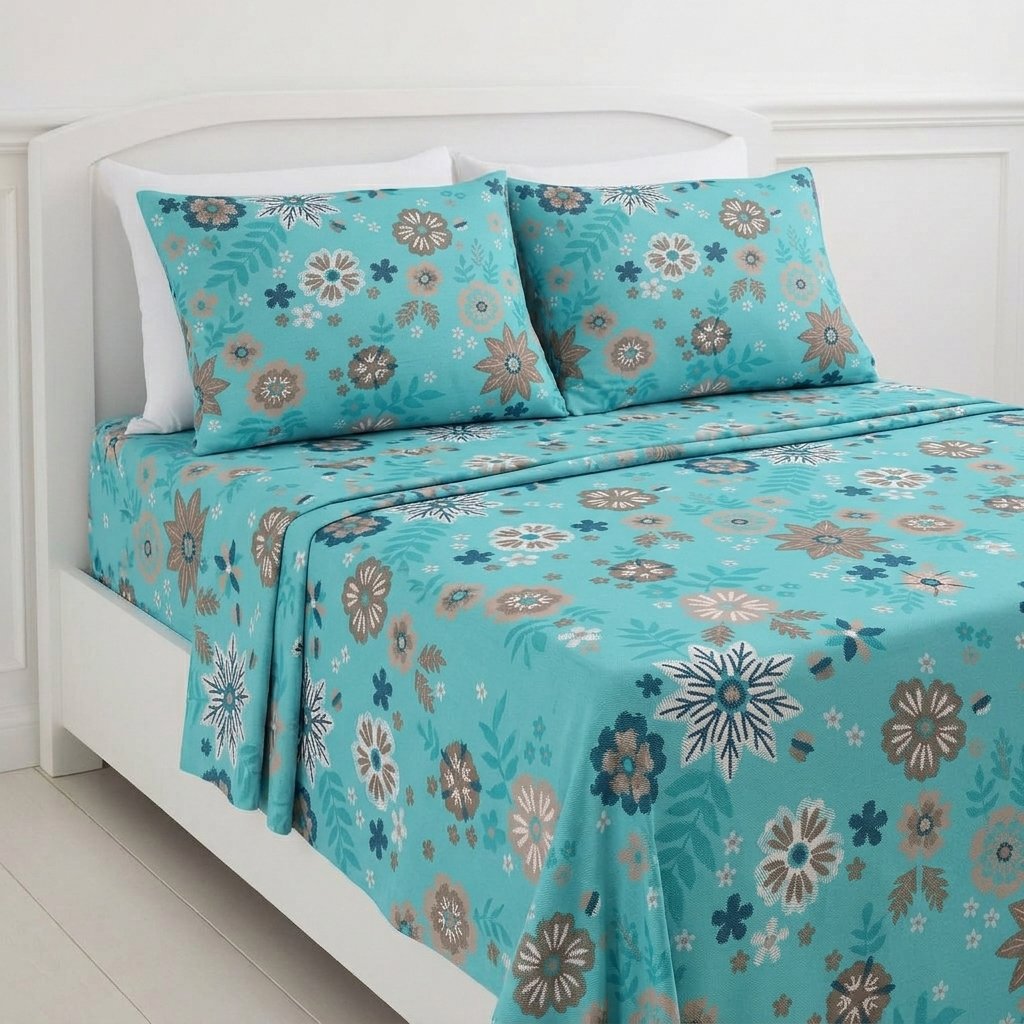 juego de sábanas flores verde