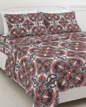 juego de sábanas estampado rojo mandalas