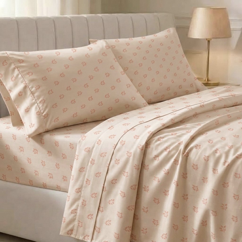 juego de sábanas marfil estampado
